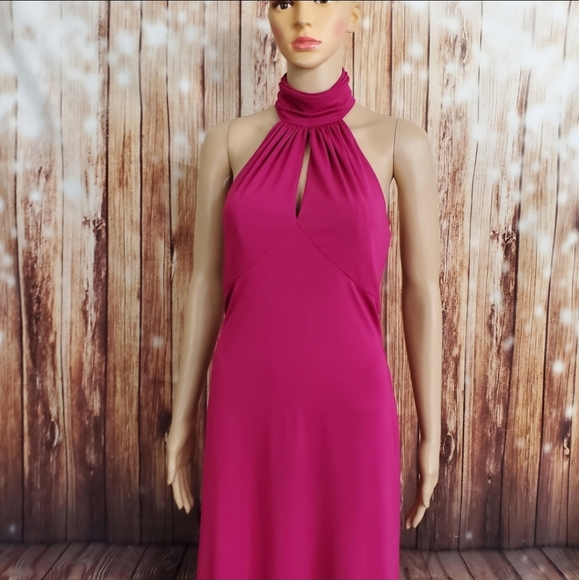 Cache Maxi Dress 8 Halter pink long cocktail - Picture 2 of 13